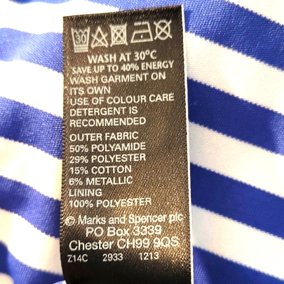 Perfect Rain Jacket Shiny Blue Size 10 US/14 UK PER UNA Hidden Hood Lined LOOK๐ - Picture 5 of 6